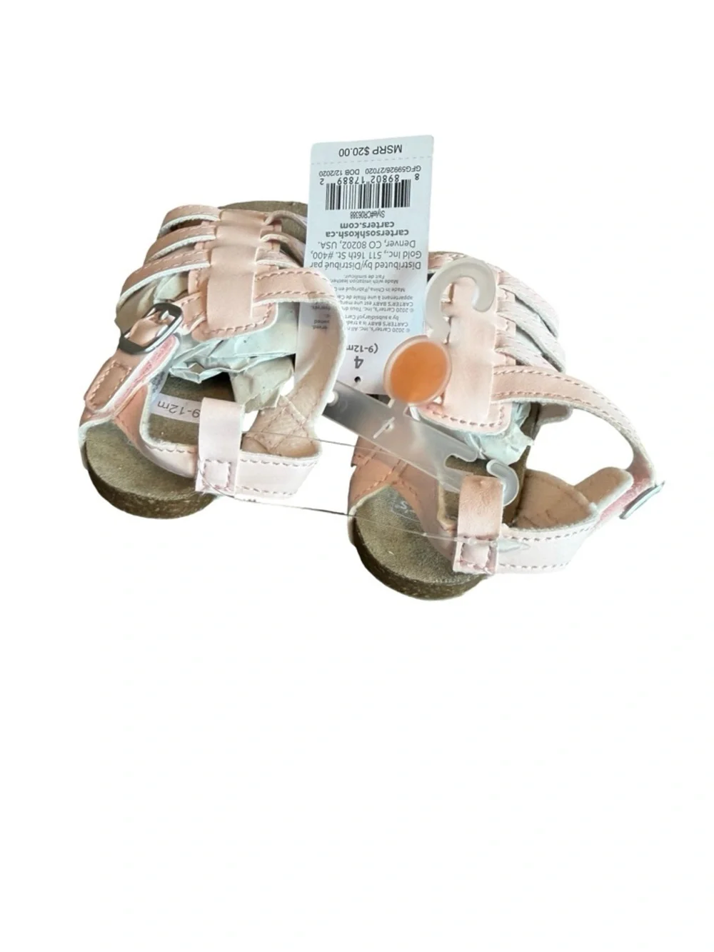 Carter's Pink Baby Girl Sandals Strappy Buckle Closure Size 4 9-12 Months NWT